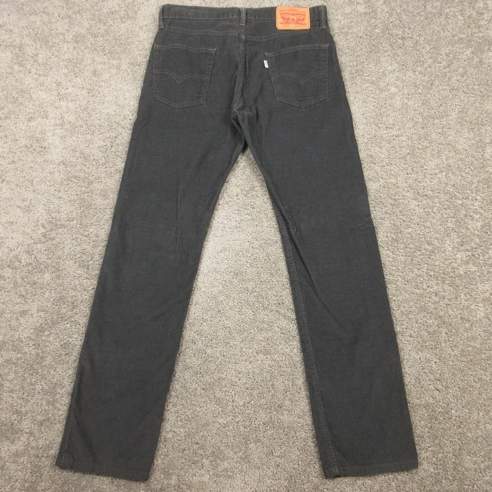 Levis Pants Mens 30x32 Charcoal 513 Slim Straight Corduroy 5 Pocket Chinos